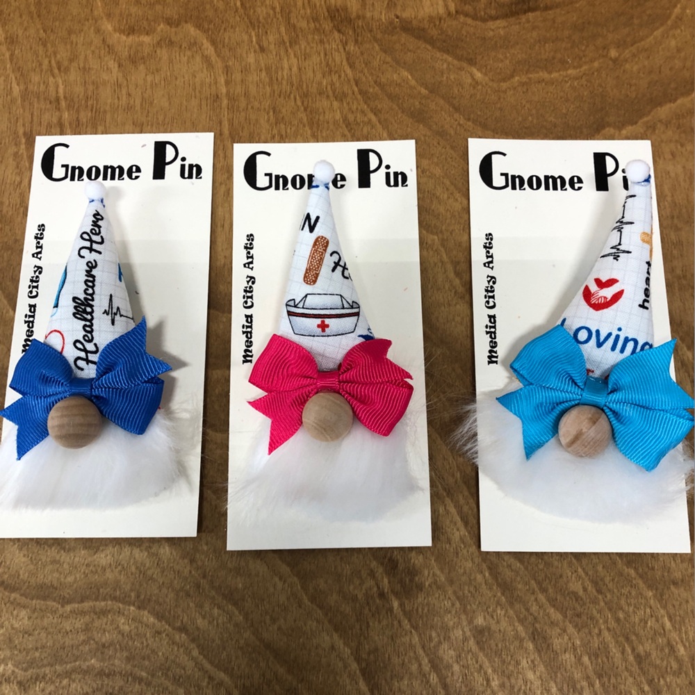 Healthcare Gnome Pin Brooch Loving Handmade Gift Guide Bow Magnetic Medical